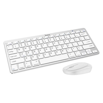 Комплект беспроводная клавиатура и мышь Hoco DI05 (ENG/ РУС), BT4.0, 2.4G, 1200DPI, white