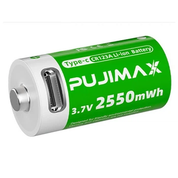 Акумулятор Pujimax CR123A 16340 з роз'ємом USB TYPE-C 700mAh 3.7V, Green (15298)