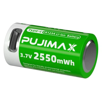 Акумуляторна батарея CR123A з зарядкою USB TYPE-C (2550mWh 3.7V), Зелений (152980)