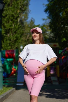 Велосипедки для беременных с высоким поясом на животик Parma Lullababe размер XL Розовый