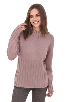 Женский джемпер с высокой резинкой SVTR. Темная-пудра 50-52