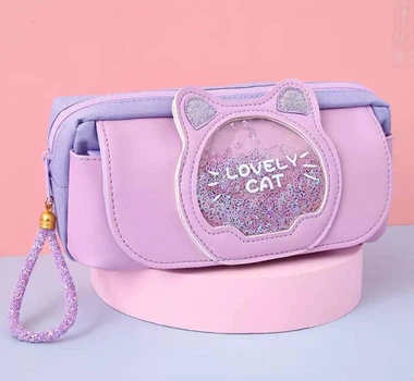 Пенал з блискітками "Lovely Cat" Фіолетовий