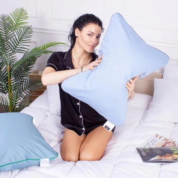Подушка ортопедична MirSon Стружка Memory №4098 Delicate satin 0842 Light Blue Men 59х43х12 см (2200006423126)