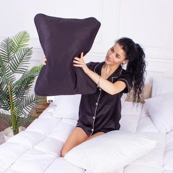 Подушка ортопедическая (стружка Memory) MirSon №4040 Delicate Satin 0055 Black Pearl WoMen 59х43х10 см (2200006422501)