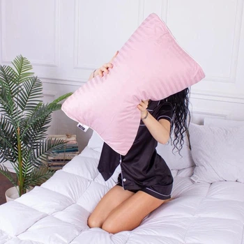 Подушка ортопедическая MirSon Стружка Memory №4128 Satin Stripe 30-0007 Pink 49х32х10.5 см (2200006423423)