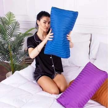 Подушка ортопедическая MirSon Стружка Memory №4195 Satin Stripe 30-0019 Blue Kiddy 50х29х8 см (2200006424109)