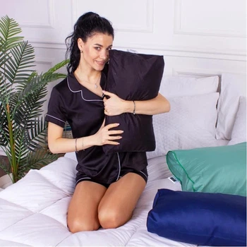 Подушка ортопедична MirSon Стружка Memory №4208 Delicate satin 0055 Black Pearl Kiddy 50х29х8 см (2200006424239)