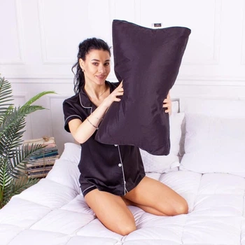 Подушка ортопедическая (стружка Memory) MirSon №4152 Delicate Satin 0055 Black Pearl 49х32х10.5 см (2200006423669)