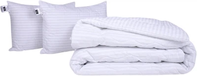 Набор MirSon №1139 СоІог Fun Line Одеяло демисезонное Двуспальное 172х205 см 17-0605 Stripe White Bamboo + Две подушки 50x70 см (2200010881561)