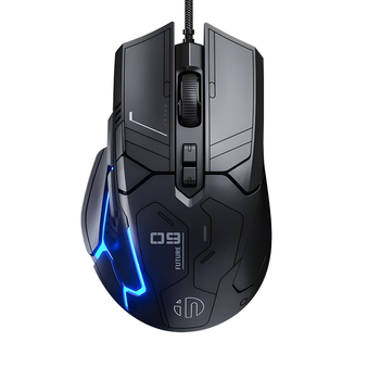 Проводная игровая мышь Inphic PG9 AI Design с RGB подсветкой, 12800 DPI, чёрная