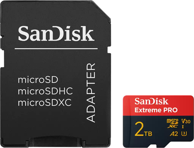 Карта памяти SanDisk Extreme Pro microSDXC 2TB UHS-I U3 + SD adapter (SDSQXCD-2T00-GN6MA)