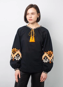 Вишитий жіночий Narodnyy Butik Київський каштан чорний бавовна 1049.1 48