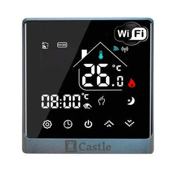 Программируемый терморегулятор Castle AC8400H Wi-Fi Чёрно-серый для тёплого пола