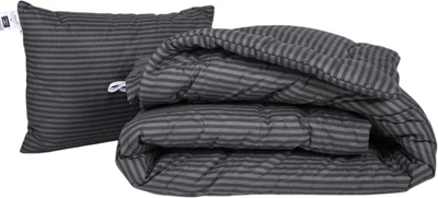 Набір MirSon №1092 Сolor Fun Line Ковдра зимова Двоспальна 172х205 см 17-0611 Stripe Black Вовна + Подушка 50x70 см (2200010879438)