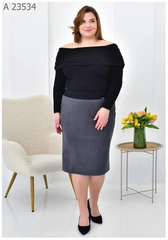 Женская замшевая юбка большого размера UF-fashion МА-23534 62 графитовый