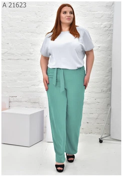 Літній жіночий костюм великого розміру UF-fashion МА-21623 70 бірюзово-білий
