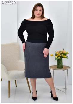Женская замшевая юбка большого размера UF-fashion МА-23529 50 графитовый