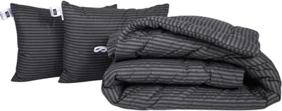Набір MirSon №1093 Сolor Fun Line Ковдра зимова King Size 220х240 см 17-0611 Stripe Black Вовна + Дві подушки 50x70 см (2200010879490)