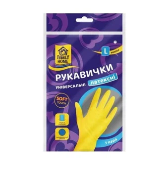 Перчатки хозяйственные Family Home универсальные латексные L 1 шт.