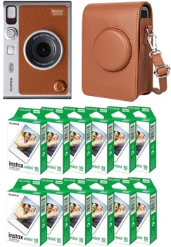 Набор Fujifilm INSTAX MINI EVO Hybrid Brown фотокамера мгновенной печати / картриджи 120 фото / чехол коричневый