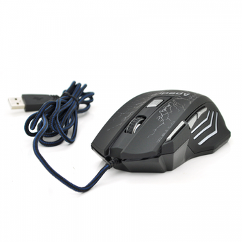 Мышь проводная Apedra A7, 7 кнопок, 800 / 1200 / 2400 / 3200 DPI, Led Lighting, 1,3м, Win7 / 8 / 10 Mac OS, Black, COLOR BOX