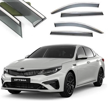 Дефлектори вікон вітровики Benke для Kia Optima K5 JF 2015-2019 Хром Молдинг З Нержавіючої Сталі 3D