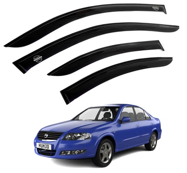 Дефлектори вікон вітровики для Nissan Almera II (N16) Седан 2000-2012 Скотч 3M Voron Glass