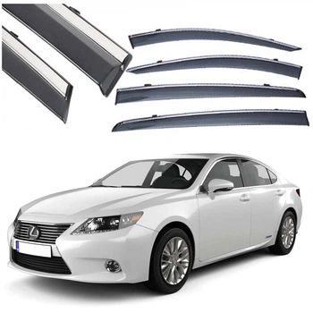 Дефлектори вікон вітровики Benke для Lexus ES 2013-2018 Молдинг Нержавіюча сталь 3D (BLXES1323-W/S)
