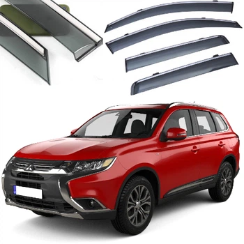 Дефлектори вікон вітровики Benke для Mitsubishi Outlander 2012-2020 Хром Молдинг Із Нержавіючої Сталі 3D (BMTOT1323-W/S)