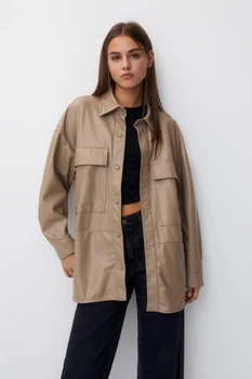 Куртка-сорочка Pull & Bear сіро-бежевий HTKHY135 L