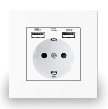 Розетка Coswall з 2 USB-портами та заземленням Пластикова Біла