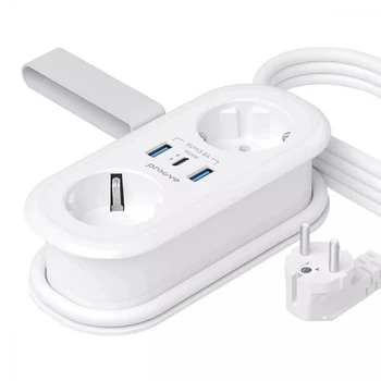 Сетевой фильтр (Удлинитель) Proove Supercoil 20W (2 розетки + 2 USB + Type-C) 1,5м (PSPS25002102)