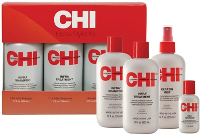 Набір CHI Home Stylist Kit Шампунь 355 мл, Маска 355 мл, Спрей без змивання 355 мл, Шовковий комплекс 59 мл