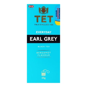 Чай ТЕТ Everyday Earl Grey чорний байховий дрібний з ароматом бергамоту 20*2 г (5060846022890)