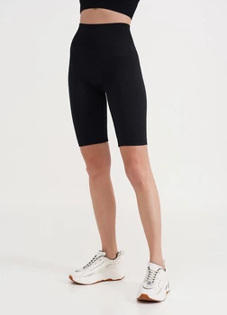 Велосипедки женские бесшовные в рубчик с пуш-ап TRACKS RIB SHAPE 18869 L-XL черные