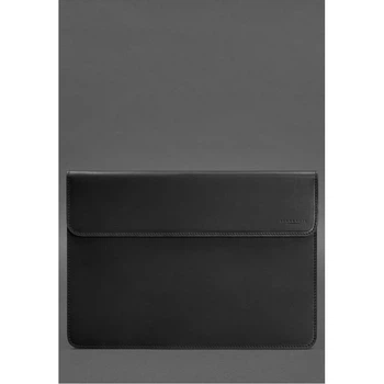 Кожаный чехол-конверт на магнитах для MacBook Pro 16" Черный Crazy Horse
