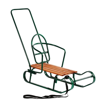 Санки Королевские, плоские полозья, с ручкой. Green (143653)