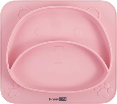 Силиконовая тарелка детская FreeON Bear, pink