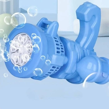 Пистолет для мыльных пузырей Bubble Machine A130 автоматический генератор пузырей детский пулемет с подсветкой для активных игр на свежем воздухе игрушка на батарейках для детей от 3 лет для праздничных мероприятий и развлечений на улице