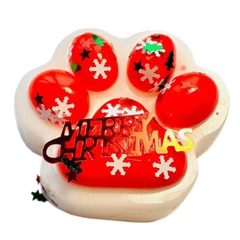 Игрушка антистресс лапка новогодняя маленькая 6675.4 (white\red)