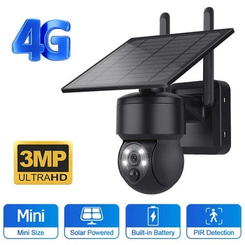 Автономная 4G камера видеонаблюдения Sectec ST-S517C-3M-4G с солнечной панелью и аккумулятрной батареей 12000 мАч Черная