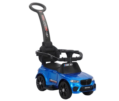 Машинка толокар U-Max 2в1 зі знімною ручкою і музикою на кермі + багажник під сидінням Синій