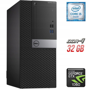 Игровой ПК Dell OptiPlex 5050 Tower / Intel Core i5-6500 (4 ядра по 3.2 - 3.6 GHz) / 32 GB DDR4 / 500 GB SSD + 1000 GB SSD / nVidia GeForce GTX 1060, 6 GB GDDR5, 192-bit б/у