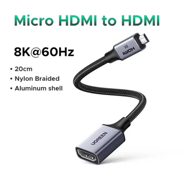 Кабель Ugreen HDMI/Micro HDMI (8K 60HZ) 0.2м
