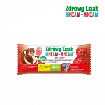 Здоровий льодяник Mniam-Mniam зі смаком полуниці без цукру Zdrowy Lizak