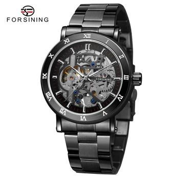 Мужские часы Forsining 8253 All Black Steel (A-044852)