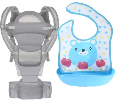 Хипсит, Эрго-рюкзак, кенгуру, переноска Baby Carrier 6в1 Серый слюнявчик-трансформер (n-9898)