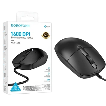 Компьютерная мышь BOROFONE BG17, проводная, 1000/1600/2000 DPI и длиной кабеля 1,5 метра