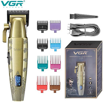 Аккумуляторная машинка для стрижки VGR V-036 8 насадок LED дисплей