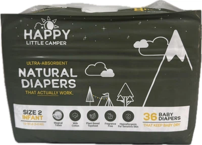 Екологічні підгузки преміум класу Happy Little Camper 2 розміру, 5-8 кг. 36 шт